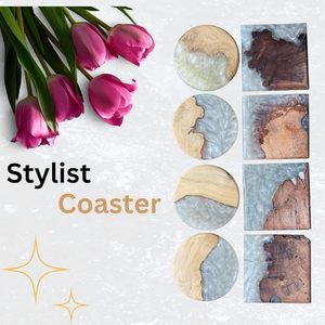 Handcrafted Wood <b>Epoxy</b> Round Beaded <b>Table</b> Coaster for Dining <b>Table</b> Wedding Christmas Decoration Family Gathering Parties - Product Image 5