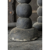 Lanterne à bougie en bois rond de 12 pouces, aspect rustique antique, non fabriquée à la main, écologique, support de bougie noir, décoration d'intérieur H43xW13, en stock