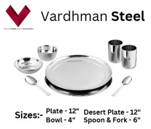 Service de table 12 pièces en acier inoxydable à prix fiable avec couverts et assiettes ronds à motif végétal inclus - Product Image 4