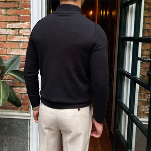 Hommes de grande taille de logo personnalisé coupe ajustée confortable doux couleur unie à manches longues polaire chaude - Product Image 6