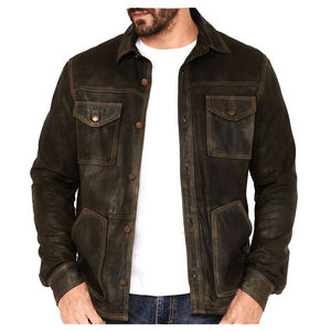 Chaqueta elegante de cuero informal para hombre con cremallera, chaqueta de giro para hombre, chaqueta con cuello de plumón para hombre, moda de lona de invierno a la venta - Product Image 1