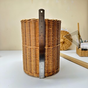 Panier à déchets en osier avec couvercle, fait main, écologique, paniers de rangement en rotin naturel, moderne, multifonction, Artex Green Earth, fabriqué au Vietnam - Product Image 5