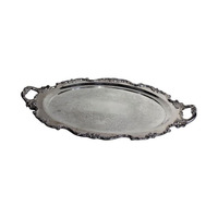 2025 plateaux en métal de qualité élégante conception antique plateau de service plaqué argent utilisant pour la décoration de table de mariage