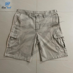 Shorts cargo pour hommes en gros, taille élastique, grande taille, 100% coton, toile unie, décontracté, extérieur, travail, séchage rapide - Product Image 1