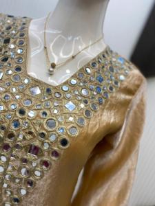 Presentación de nuevo diseñador Fendy tela bordado espejo trabajo Plazzo Kurti par listo para usar más vendido boda Festival chica - Product Image 2