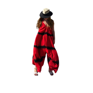 Best Offers Women's Trendy Loose Solid Eco-Friendly High Waist Spaghetti Strap Jumpsuit 100% Cotton Vintage Design Spring - Product Image 1