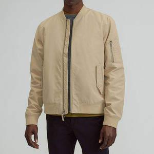 Veste bomber pour homme à manches longues, col rond, col et ourlet côtelés, coutures renforcées, vêtements de randonnée tendance, veste bomber de baseball - Product Image 2