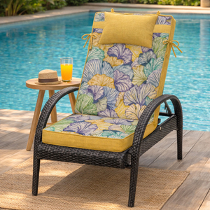 Coussins de chaise de jardin d'extérieur 120x55x8cm légèrement hydrofuges avec rembourrage en mousse et sangles de fixation, confortables pour une utilisation en extérieur - Product Image 3