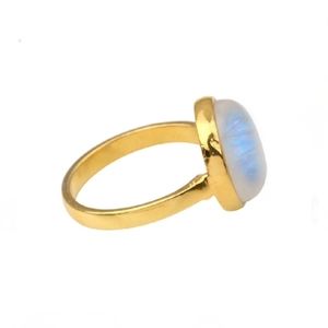 Top vente 925 argent 10mm rond arc-en-ciel pierre de lune cristal éternité bande Vermeil plaqué or bijoux fins bague de mariage pour femmes - Product Image 2