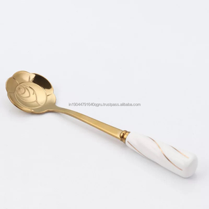 Cuchara de postre de té y café con diseño de flores doradas Premium para restaurante de fiesta - Product Image 4