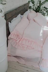 Juego de funda nórdica de lino de Francia al por mayor estilo rústico ropa de cama con doble volante fundas de almohada de tamaño King para el hogar 200TC boda Hospital - Product Image 4