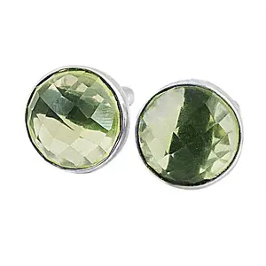 Boucles d'oreilles clous vintage tendance en argent 925 et or 14K/18K avec améthyste verte et boucles d'oreilles créoles en diamant en forme de cœur, cadeau pour femme - Product Image 3