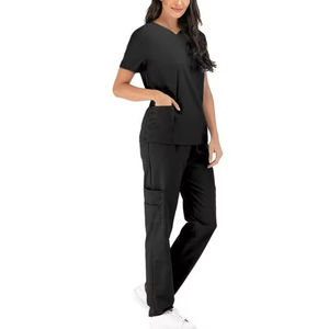 Tenues d'infirmière personnalisées, extensibles, d'été, en coton, polyester et élasthanne, ensembles de blouses d'hôpital - Product Image 4
