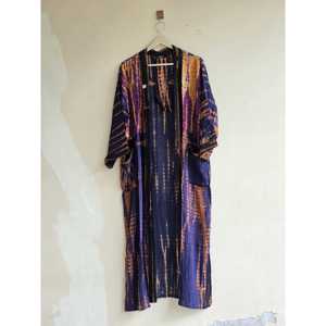 Bata Kimono de Seda Tie Dye con Cordón Decorativo para Descansar, Salir a la Playa o Usar en Festivales - Pieza Única - Product Image 2
