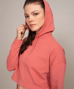 Vente en gros de sweats à capuche pour femmes 100% sweats à capuche en coton avec logo personnalisé sweats à capuche courts pour femmes - Product Image 4
