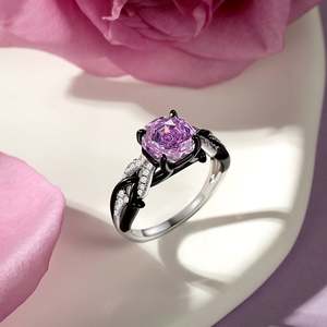 Jeulia Twisted Two-Tone Octagonal Rose Cut Zircon Engagement <b>Ring</b> in <b>Titanium</b> - Product Image 5