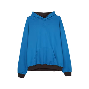 Venta al por mayor logotipo personalizado de lana gruesa sudaderas con capucha de gran tamaño de peso pesado acanalado puños dobladillo contraste ropa de calle para la impresión digital de invierno - Product Image 4