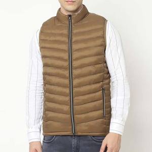 Veste matelassée sans manches légère et imperméable pour homme, col montant en toile, logo frontal, vente en gros d'usine, logo personnalisé, pour l'hiver - Product Image 6
