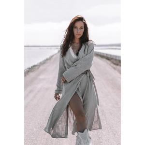 Vestido Maxi Cruzado de Algodón para Mujer, Manga Corta, Cuello en V, Estilo Bohemio, Ecológico, Lavable, para Verano, Playa y Resort - Product Image 1