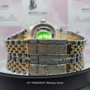 นาฬิกาหรูหราประดับเพชรโมอิสซาไนต์เต็มหน้าปัด ตัวเรือนทองสแตนเลส หน้าปัดโรมัน แสดงวันที่ ระบบควอตซ์ สายแบบกำไล ขายส่ง - Product Image 3