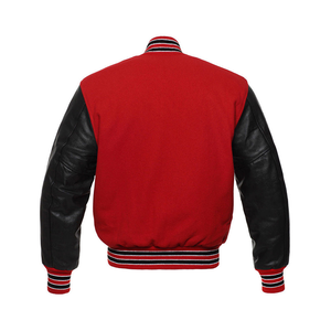 Blouson aviateur universitaire en laine personnalisé 2025 pour hommes Chenille Works Casual Print Plain Sheep Winter Button Leather Plus Size Letter - Product Image 4