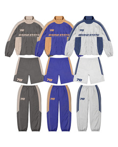 Conjunto Deportivo Personalizado 2026 con Logotipo, Chaqueta Cortavientos con Cremallera y Pantalones Cortos de Chándal Transpirables de Poliéster/Algodón, Pantalones Cargo - Product Image 1