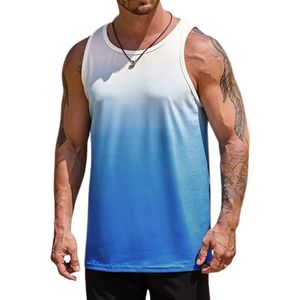 Wholesale Gym Tank Top Men Casual Summer Vest Style Sportswear Lightweight Material Drop Armhole Cut Crew Neck Tank Tops for Men - Product Image 1