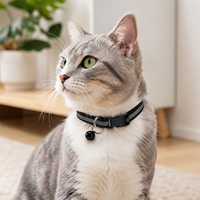 Collier Réfléchissant Écologique de Luxe pour Chat et Chien avec Clochette, Fermeture à Bouton de Sécurité Réglable, Métal Solide, Accessoires pour Petits Animaux, Vente en Gros