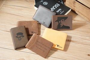 Portefeuille en cuir pour homme moderne et chic personnalisable, portefeuille à trois volets vintage en cuir véritable, blocage RFID, doublure en polyester, fenêtre d'identification - Product Image 6