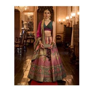 Lehenga Choli de mariée de qualité supérieure, lourdement brodé, en soie Rajwadi, pour femmes, vêtements élégants pour les mariages - Product Image 1