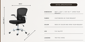 Chaise de salon moderne pivotante, confort luxueux, élégance intemporelle, fabriquée en usine au Vietnam, testée par BIFMA, maille ergonomique réglable - Product Image 5