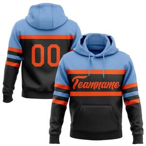 Custom Stitched Black Orange-Light Blue Line Sports Pullover Sudadera con capucha - Product Image 1