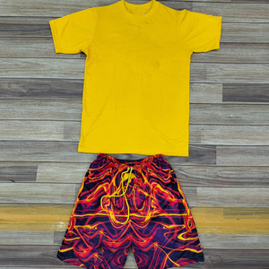 Ensemble de sport personnalisé pour homme, tenue d'entraînement bleue et blanche, t-shirt et short en polyester respirant - Product Image 4