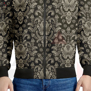 High Quality Plus Size Men's Sublimation Bomber <b>Jacket</b> Custom Logo Print Canvas Windproof Winter Customizable Fabric - Product Image 3