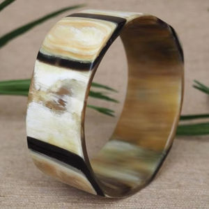 Elegant Women's Feng Shui Bone Fashionable Handcrafted Buffalo Horn Bangles Trendy <b>Love</b> Style Home Decoration for Anniversary - Product Image 1