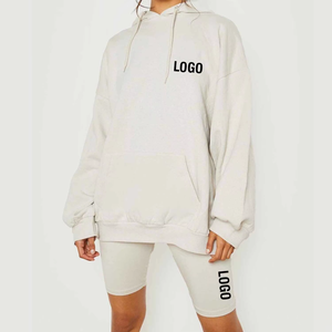 ชุดเซ็ตเสื้อฮู้ดดี้และกางเกงขาสั้นเหนือเข่าสำหรับผู้หญิง สีพื้น เนื้อผ้าเบาสบาย เหมาะสำหรับฤดูร้อน สไตล์ลำลอง แฟชั่น 100% ผ้าฝ้าย เป็นมิตรกับสิ่งแวดล้อม - Product Image 1