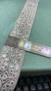 Rubans brodés à la machine et personnalisés, 4 pièces, broderie à paillettes et boutons colorés noirs pour robes de mariée - Product Image 5