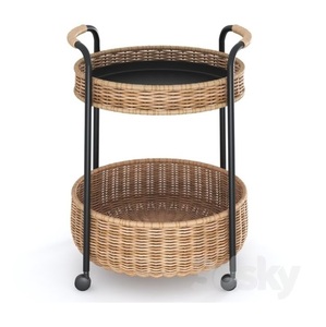 Top Selling Direct Factory Home Decor Rattan <b>Trolley</b> Basket Home Decor Food Serving 2 Tier Table Basket - Product Image 6