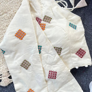 Blusa tradicional de algodón Khadi puro indio, elegante y lista para fiesta, diseñador, ropa de Festival, blusa de Color blanco exclusiva - Product Image 1