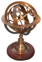 Globe terrestre suspendu Art Déco en laiton antique, carte du monde vintage, ornement décoratif de bureau, objet de collection pour la maison et les mariages