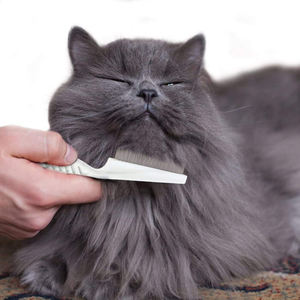 หวีแต่งขนสัตว์อย่างดีสำหรับสุนัขและแมวหวีสไตล์เรียบง่ายพร้อมที่จับยางกำหนดขนาดได้เองวัสดุสแตนเลสและพลาสติก ABS - Product Image 2