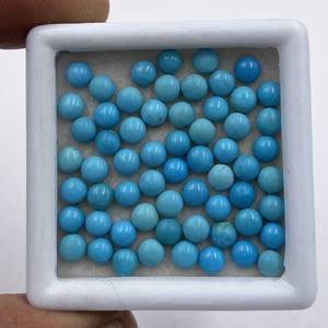 Cabochon Turquoise rond en vrac certifié IGI de haute qualité 2-10 MM pierre précieuse bleue naturelle traitée thermiquement pour la fabrication de bijoux - Product Image 4