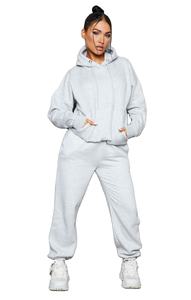 ชุดวอร์ม2ชิ้นแบบสวมศีรษะมีฮู้ดแบบโอเวอร์ไซส์ของผู้หญิงชุดวิ่งแบบพับมีกระเป๋าด้านหน้าชุดวอร์ม - Product Image 5