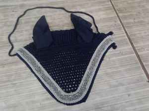 Bonnet d'oreille de cheval en crochet élégant voile de mouche fait à la main avec des ensembles assortis de paillettes équipement d'équitation de haute qualité disponible - Product Image 6