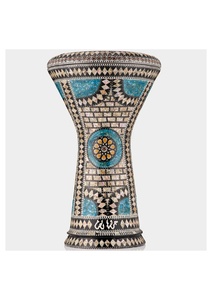 Gawharet El Fan de 17,5 pouces, artisanal, marron, pour Darbuka, Doumbek, Tabla égyptienne, en aluminium et nacre - Product Image 4