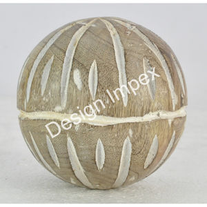 Boule décorative Accent Décoration de maison et de jardin Objet boule en bois Accent décoratif melon musqué Design - Product Image 3