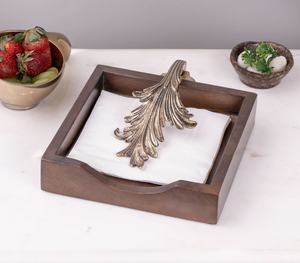 Soporte de servilleta de hojas con brotes, soporte decorativo para servilletas, soporte de pañuelos de mesa, accesorios de mesa de comedor para oficina en casa - Product Image 1