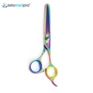 Ciseaux à effiler les cheveux professionnels en acier inoxydable pour barbier (arc-en-ciel) - Product Image 1