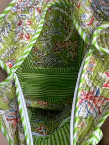 Bolso de compras de algodón hecho a mano con estampado de bloque de mano, bolso de mano para mujer, bolso de hombro acolchado con estampado de bloque hecho a mano, venta al por mayor - Product Image 3