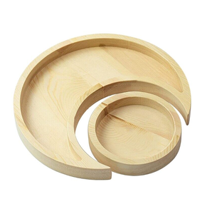 Plateau en bois demi-lune rond pour servir des biscuits et des collations, plateau décoratif pour la maison - Product Image 2